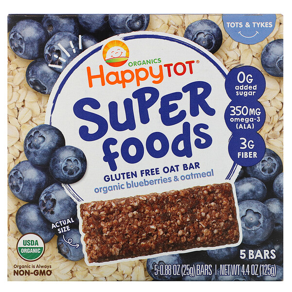 Happy Family Organics, Organics Happy Tot, ΡΡΠΏΠ΅ΡΠΏΠΈΡΠ°, Π±Π΅Π·Π³Π»ΡΡΠ΅Π½ΠΎΠ²ΡΠΉ ΠΎΠ²ΡΡΠ½ΡΠΉ Π±Π°ΡΠΎΠ½ΡΠΈΠΊ, ΠΎΡΠ³Π°Π½ΠΈΡΠ΅ΡΠΊΠ°Ρ Π³ΠΎΠ»ΡΠ±ΠΈΠΊΠ° ΠΈ ΠΎΠ²ΡΡΠ½ΠΊΠ°, 5Β Π±Π°ΡΠΎΠ½ΡΠΈΠΊΠΎΠ², 25Β Π³ ΠΊΠ°ΠΆΠ΄ΡΠΉ