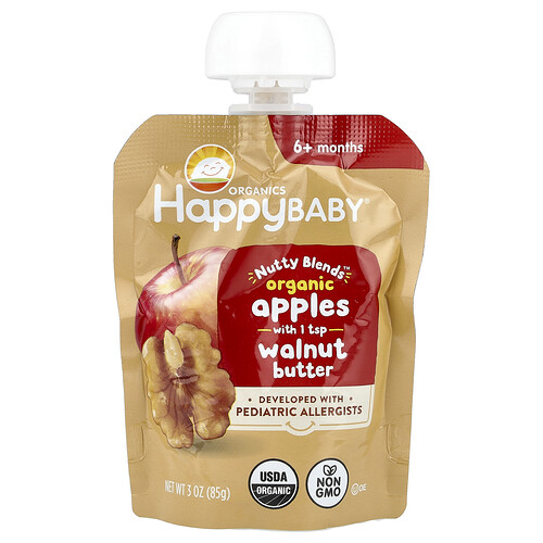 Happy Family Organics, Happy Baby®, Nutty Blends™, ab 6 Monaten, Bio-Äpfel mit 1 TL Walnussbutter, 85 g (3 oz.)