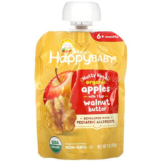 Happy Family Organics, Happy Baby,  Nutty Blends, 6+ Months, Organic, Apples with 1 tsp Walnut Butter, 3 oz (85 g)