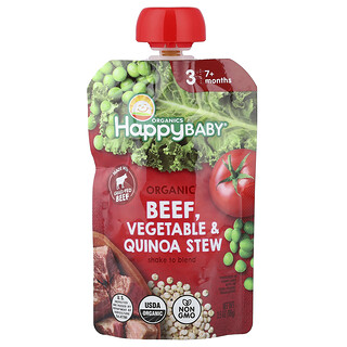 Happy Family Organics, Happy Baby®, Carne Orgânica, Mais de 7 Meses, Ensopado de Vegetais e Quinoa, 99 g (3,5 oz)