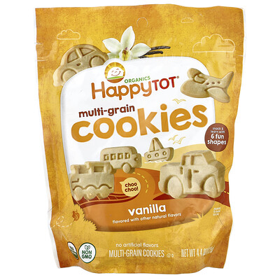 Happy Family Organics, Happy Tot®, Galletas con varios cereales, 2 años en adelante, Vainilla, 125 g (4,4 oz)