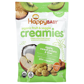 Happy Family Organics, Happy Baby, 유기농 과일 & 채소 크리미, 크롤링 베이비, 사과, 고구마 및 키위, 28g(1oz)