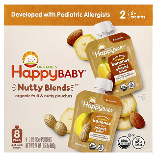 Happy Family Organics, Happy Baby®，Nutty Blends™，6 個月以上，什錦口味，8 包，每包 3 盎司（85 克）