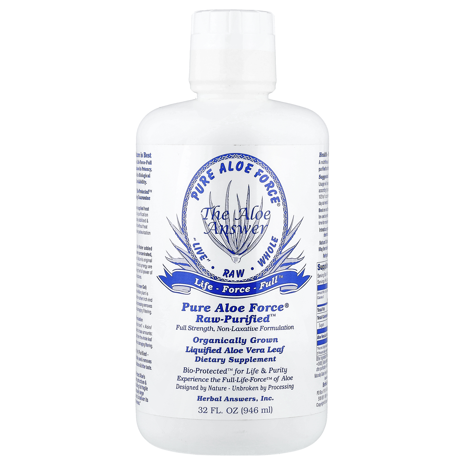 Чистое Алоэ Форс, очищенное в сыром виде, 32 жидких унции (946 мл)