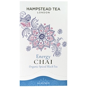 Отзывы о Хампстед Ти, Organic Spiced Black Tea, Energy Chai, 20 Sachets, 1.75 oz (50 g)