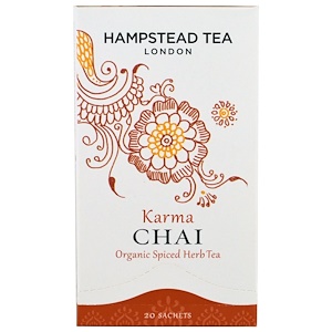 Отзывы о Хампстед Ти, Organic Spiced Herb Tea, Karma Chai, 20 Sachets, 1.41 oz (40 g)