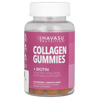 Havasu Nutrition, Kolagénové gumičky + biotín, citrón, 60 gumičiek