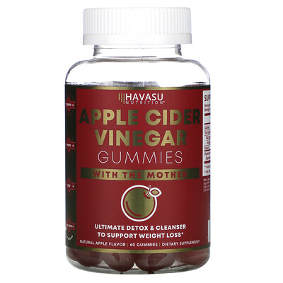 Havasu Nutrition Apple Cider Vinegar Gummies with The Mother, Natural Apple, 60 Gummies