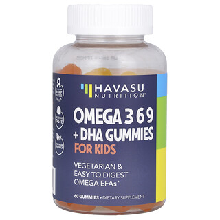 Havasu Nutrition, Gommes aux omégas 3 6 9 + DHA pour les enfants, 60 gommes