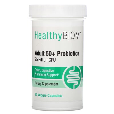 HealthyBiom Пробиотики для людей старше 50 лет, 25 млрд КОЕ, 90 растительных капсул
