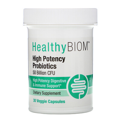 HealthyBiom Высокоэффективные пробиотики, 50 млрд КОЕ, 30 растительных капсул