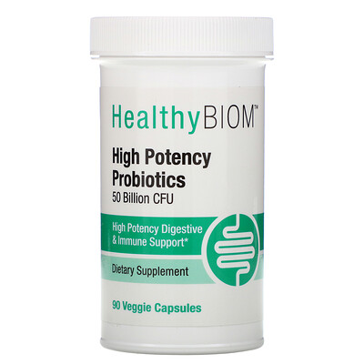 HealthyBiom Высокоэффективные пробиотики, 50 млрд КОЕ, 90 растительных капсул