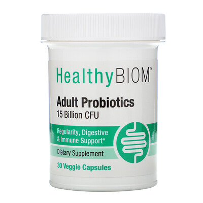 HealthyBiom Пробиотики для взрослых, 15 млрд КОЕ, 30 растительных капсул