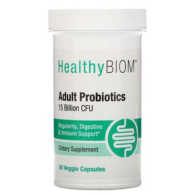 HealthyBiom Пробиотики для взрослых, 15 млрд КОЕ, 90 растительных капсул