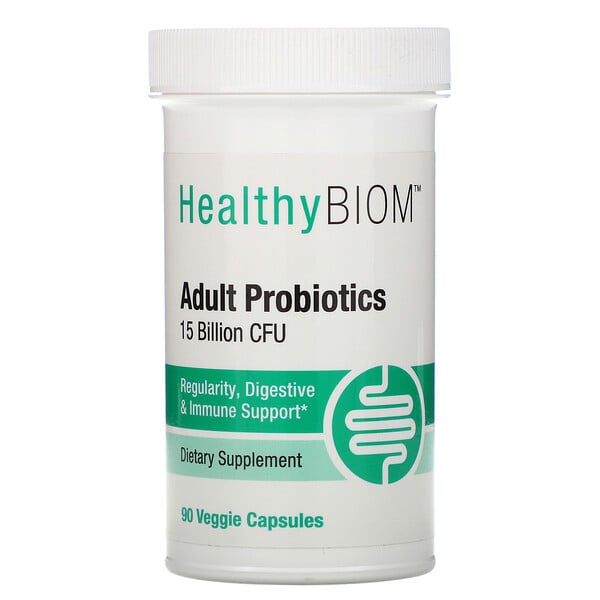 HealthyBiom, Probiotik untuk Dewasa, 15 Miliar CFU, 90 Kapsul Nabati