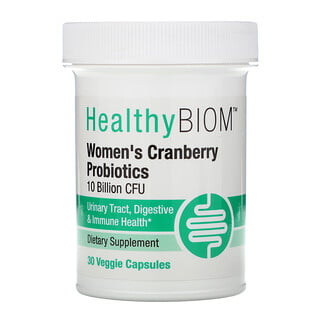 HealthyBiom, بروبيوتيك التوت البري للنساء، 10 مليار وحدة تشكيل مستعمرة، 30 كبسولة نباتية
