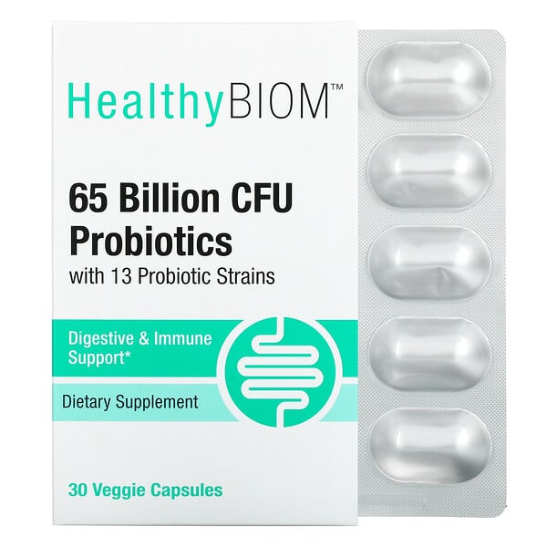 65 Billion CFU Probiotics, 65 Milliarden KBE Probiotika, 30 vegetarische Kapseln