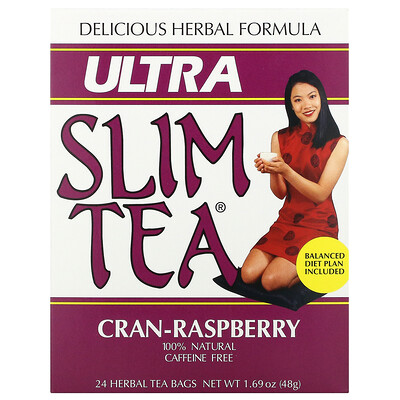 Hobe Labs Ultra Slim чай, -малина, без кофеина 24 травяных чайных пакетиков, 1.69 унции (48 г)