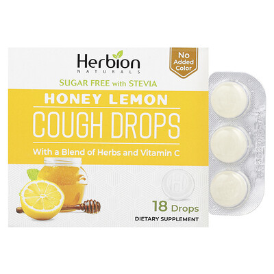 Product Image for Herbion Naturals, Naturals, Cough Drops, Sugar Free, Honey Lemon, 18 Drops