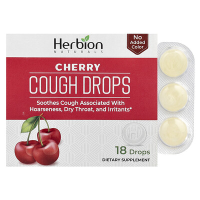 Product Image for Herbion Naturals, Cough Drops, Cherry, 18 Drops