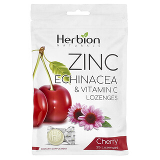 Herbion Naturals, Zinc Echinacea & Vitamin C Lozenges, Cherry, 25 Lozenges