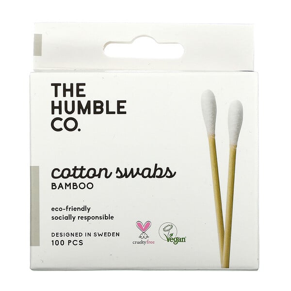 Bamboo Cotton Swabs, White, 100 Swabs