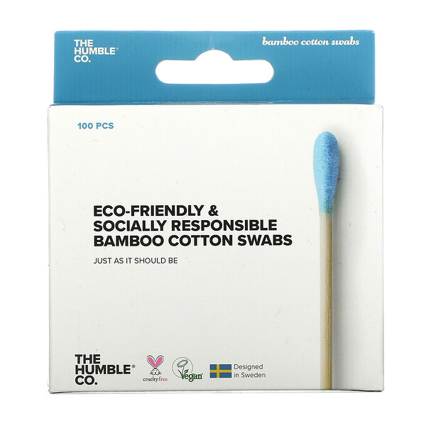 Bamboo Cotton Swabs, Blue, 100 Swabs