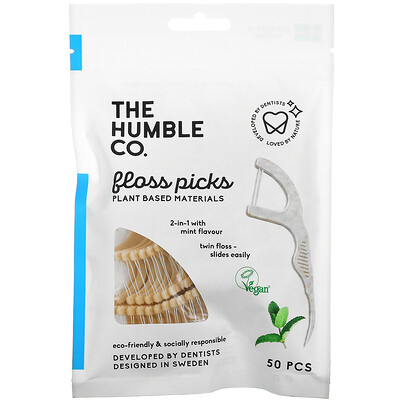 Купить The Humble Co. 2-In-1 Floss Picks, Mint Flavor, 50 Picks