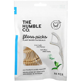 The Humble Co., 2 合 1 牙線棒，薄荷，50 支