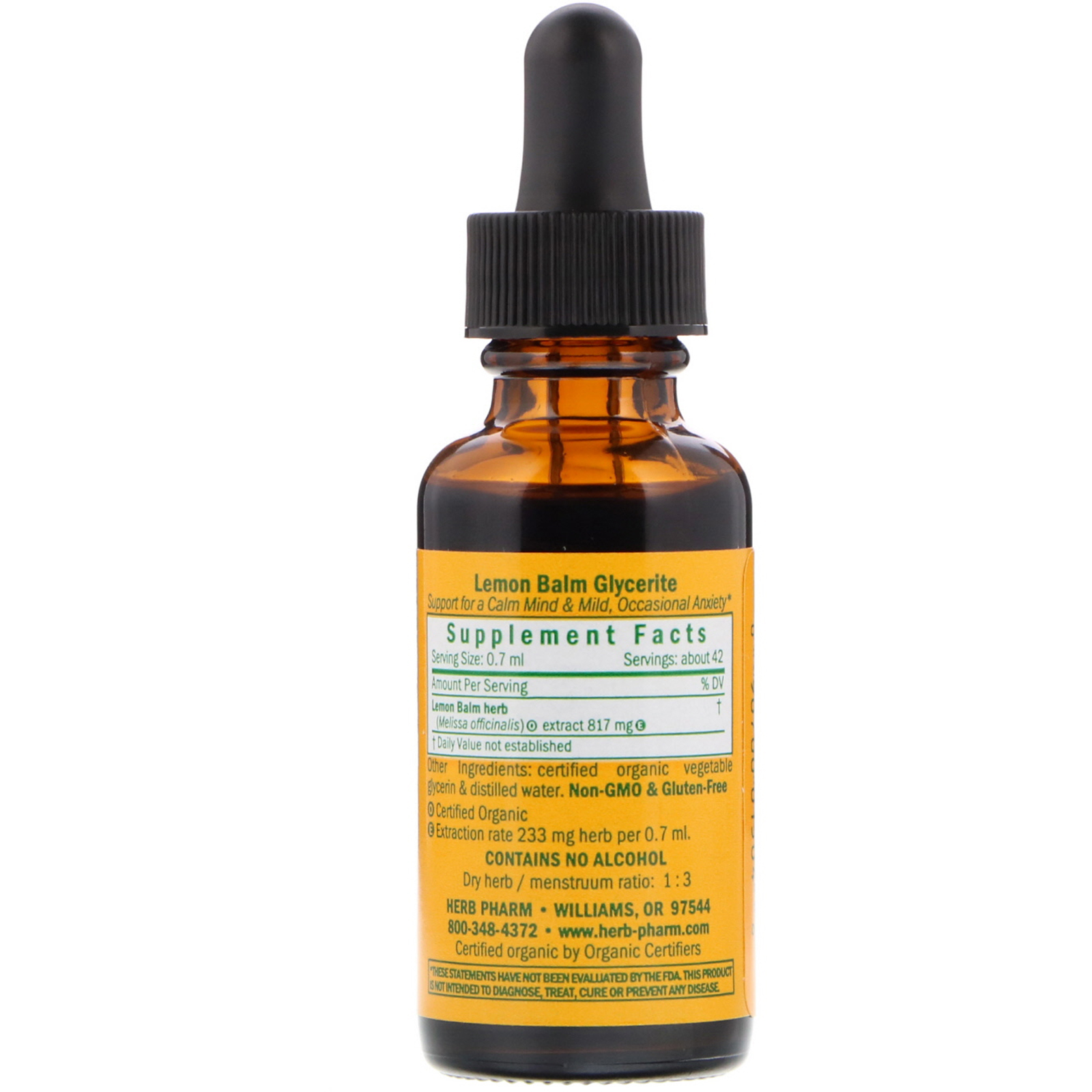 Herb Pharm, Lemon Balm, AlcoholFree, 1 fl oz (30 ml) iHerb