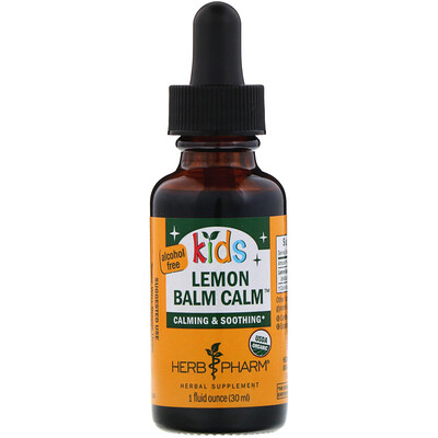Herb Pharm Успокаивающий сироп для детей из органической лимонной мяты, без алкоголя, 1 жидкая унция (30 мл)