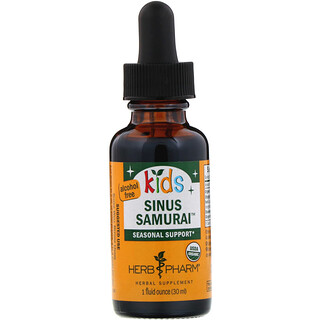 Herb Pharm, Samurái para niños en contra la sinusitis, sin alcohol, 1 fl oz (30 ml)