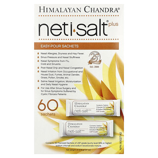 Himalayan Chandra, Sal Neti Salt Plus, Sobres fáciles de verter, 60 sobres, 2,16 g (0,07 oz)