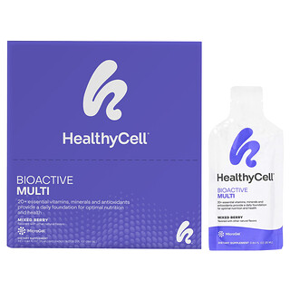 HealthyCell, Suplemento multivitamínico bioactivo, Bayas mixtas, 30 sobres de gel, 25 ml (0,84 oz. líq.) cada uno