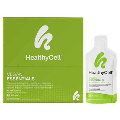 Product Image for HealthyCell, Vegan Essentials, Peach Mango, 30 Gel Packs, 0.84 fl oz (25 ml) Each