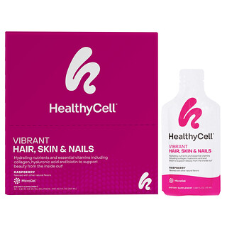 HealthyCell, Vibrant Hair, Skin & Nails, Lampone, 30 bustine di gel, 25 ml ciascuna