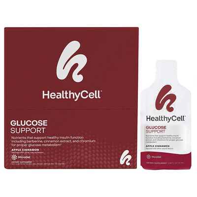 HealthyCell, Refuerzo para la glucosa, Manzana y canela, 30 sobres de gel, 25 ml (0,84 oz. líq.)