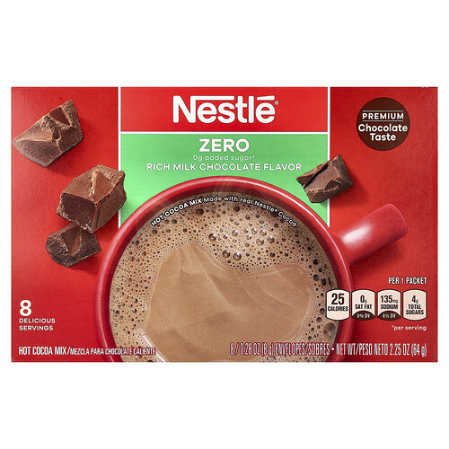 Nestle Hot Cocoa Mix, Hot Chocolate Mix, Heiße-Schokolade-Mischung, kräftiger Milchschokoladengeschmack, 8 Päckchen, je 8 g (0,28 oz.)