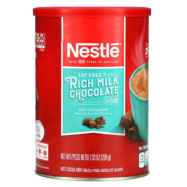 Nestle Hot Cocoa Mix, Насыщенный вкус молочного шоколада, без жира, 208 г (7,33 унции)
