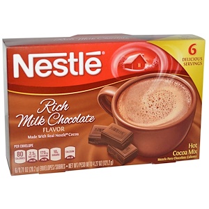 Купить Nestle Hot Cocoa Mix, Смесь для приготовления горячего какао, Насыщенный вкус молочного шоколада, 6 пакетиков, 0,71 унция (20,2 г)  на IHerb