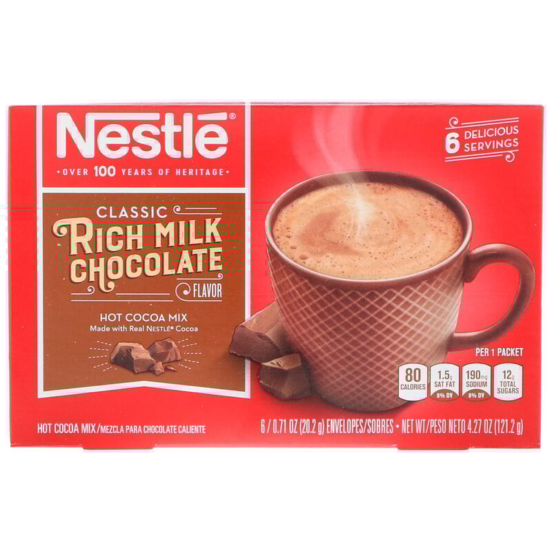 Nestle Hot Cocoa Mix, Rich Milk Chocolate Flavor, 6 Packets, 0.71 oz (20.2 g) Each iHerb
