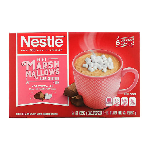 Nestle Hot Cocoa Mix, Mini Marshmallows, kräftiger Milchschokoladengeschmack, 6 Päckchen, je 20,2 g (0,71 oz.)