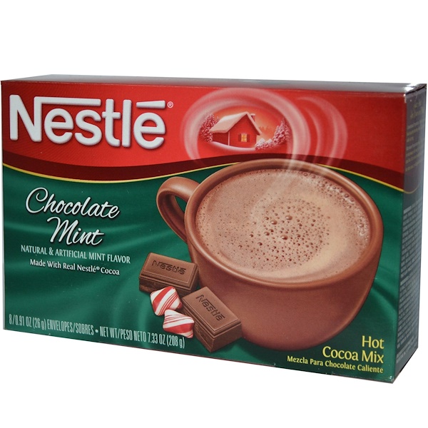 Nestle Hot Cocoa Mix, Мятный шоколад, 8 пакетиков, каждый по 0,91 унции (26 г) (Discontinued Item) 