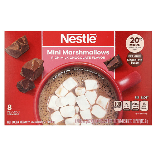 Nestle Hot Cocoa Mix, Mini Marshmallows, Rich Milk Chocolate, 8 Packets, 0.85 oz (24.2 g)