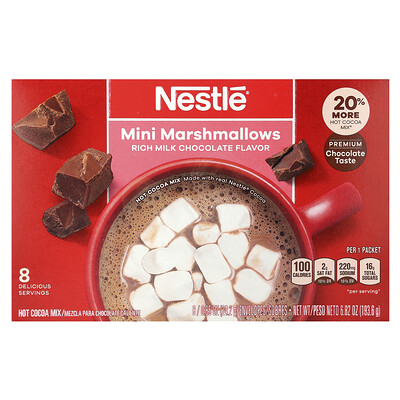 Product Image for Nestle Hot Cocoa Mix, Mini Marshmallows, Rich Milk Chocolate, 8 Packets, 0.85 oz (24.2 g)