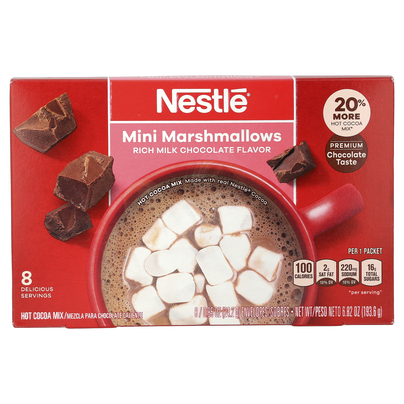 ミニマシュマロ、濃厚ミルクチョコレート、8袋、24.2g（0.85オンス）