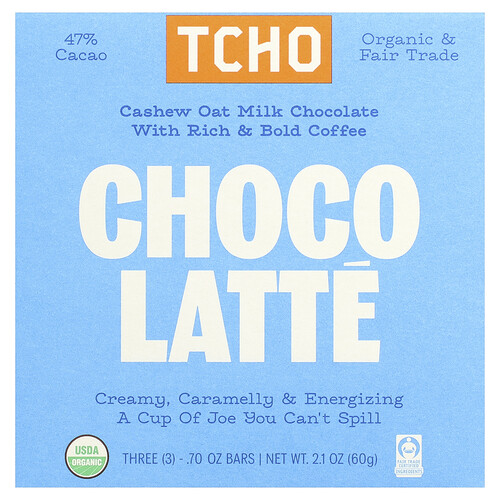 TCHO, Choco Latte, Milchschokolade mit Kaffee, 47% Kakao, 3 Riegel, je 0,70 oz