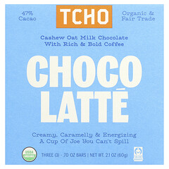 Choco Latte, молочний шоколад з кавою, 47 % какао, 3 батончики по 0,70 унції