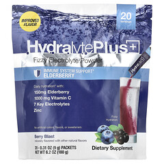 Hydralyte Plus+, шипучий електролітний порошок, ягоди, 20 пакетиків по 9 г