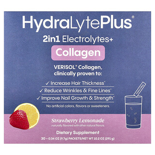 Hydralyte, Colágeno VERISOL®, Limonada de fresa, 30 sobres, 9,7 g (0,34 oz) cada uno